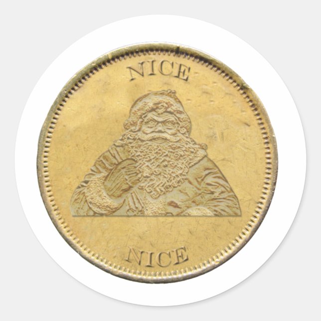 Ich war schön, Santa Coin Runder Aufkleber (Vorderseite)