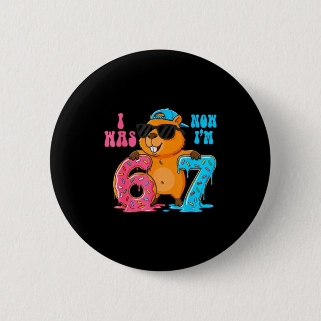 Ich war sechs jetzt bin ich sieben 6 7 Capybara 67 Button (Vorderseite)