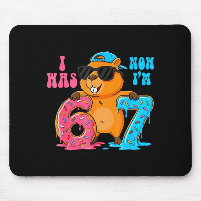 Ich war sechs jetzt bin ich sieben 6 7 Capybara 67 Mousepad (Vorne)