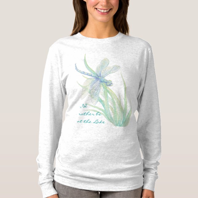 "Ich wäre eher am Lake Watercolor Dragonfly T-Shirt (Vorderseite)