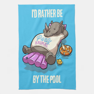 Ich wäre eher am Pool Rhino Party Tier Geschirrtuch