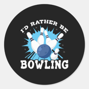 Ich wäre eher Bowling Retro für den Menschen Runder Aufkleber