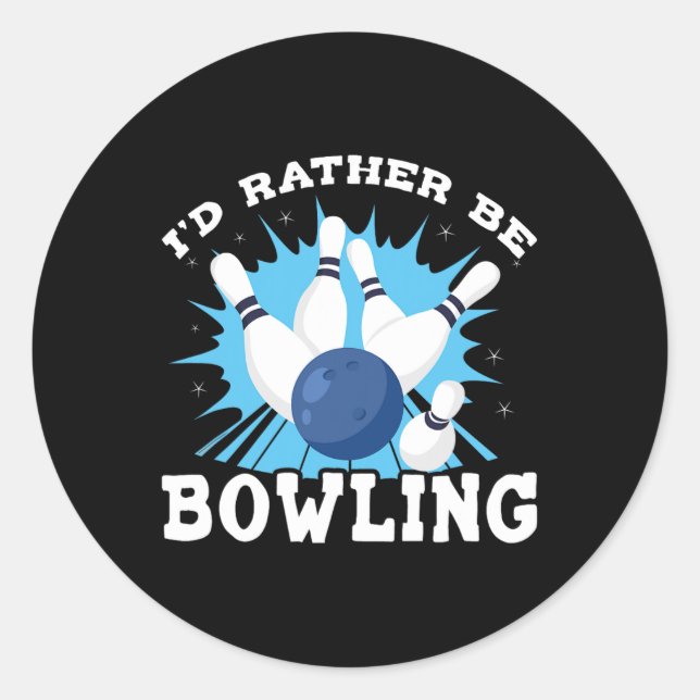 Ich wäre eher Bowling Retro für den Menschen Runder Aufkleber (Vorderseite)