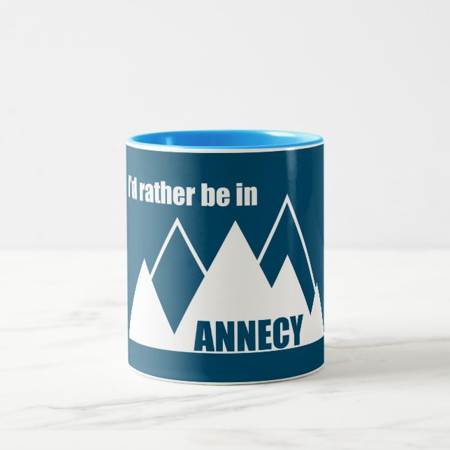 Ich wäre eher im Annecy-Frankreich-Berg Zweifarbige Tasse (Mittel)