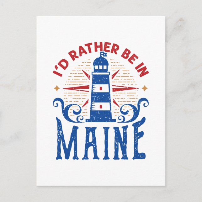 Ich wäre eher in Maine-Lighthouse Postkarte (Vorderseite)