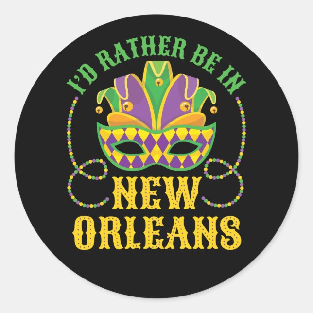 Ich wäre eher in New Orleans Runder Aufkleber (Vorderseite)