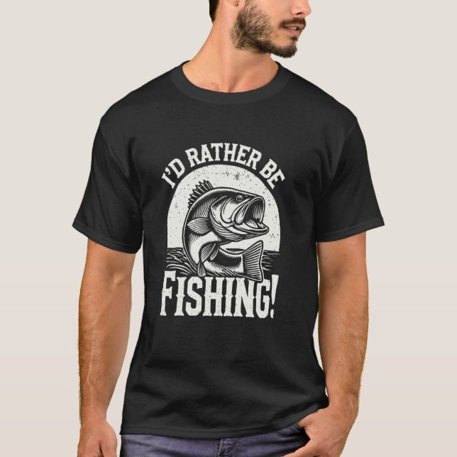 Ich wäre lieber beim Angeln Lustiger Angler T-Shirt (Vorderseite)