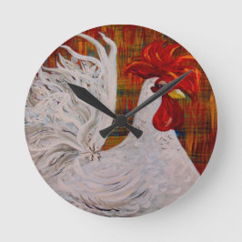 Ich weiß, dass ich reizender weißer Hahn bin Runde Wanduhr