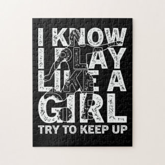 Ich weiß, dass ich wie ein Girl-Fußball spiele Puzzle