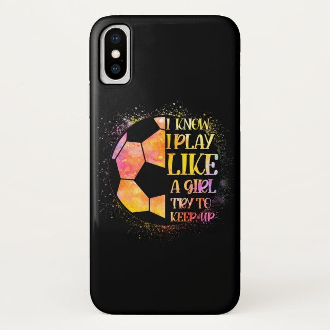 Ich weiß, dass ich wie ein Mädchen spiele und vers Case-Mate iPhone Hülle (Rückseite)