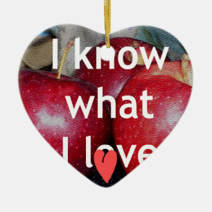 "Ich weiß, was ich Liebe" - Design mit Apple-Thema Keramikornament