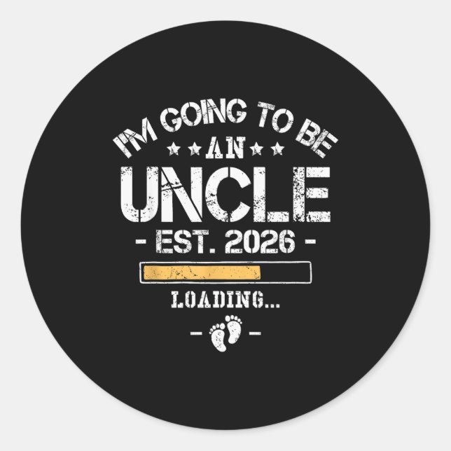 Ich werde 2026 Onkel - Neue Babynamensankündigung Runder Aufkleber (Vorderseite)