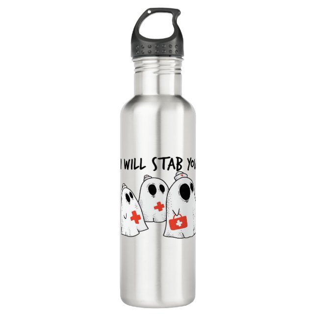 Ich werde dich ersticken Ghost Nurse Funny RN Hall Edelstahlflasche (Vorderseite)