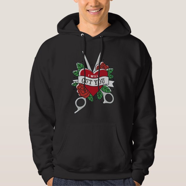 Ich werde dir Schere Friseur Haarschnitt Herz Hoodie (Vorderseite)