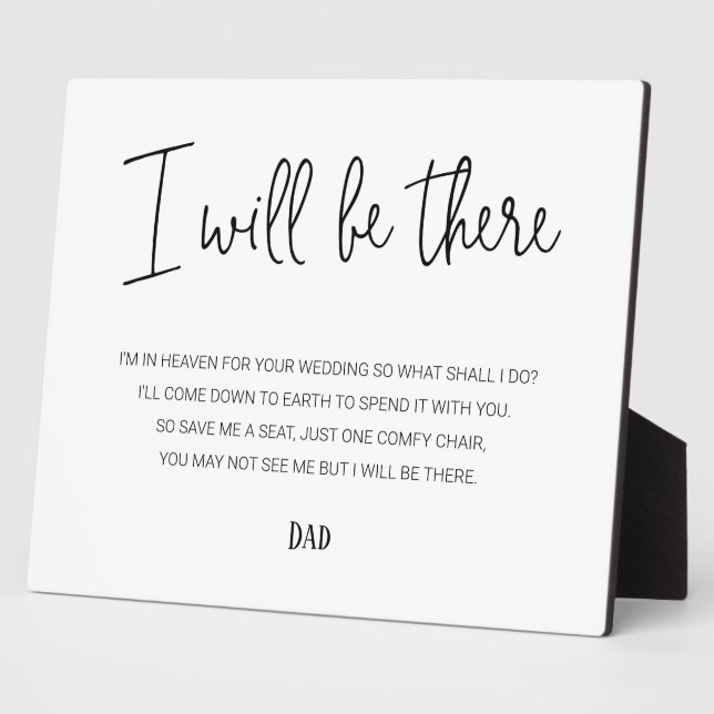 Ich werde dort Gedenkstuhl mit Namen Hochzeit sein Fotoplatte (Seite)