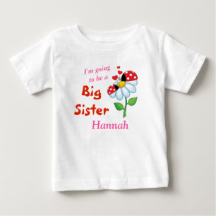 Ich werde eine Big Sister Ladybugs-Blume Baby T-shirt