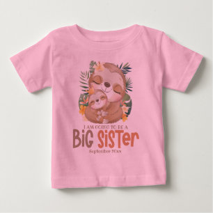 Ich werde eine große Schwester Faultier Ankündigun Baby T-shirt