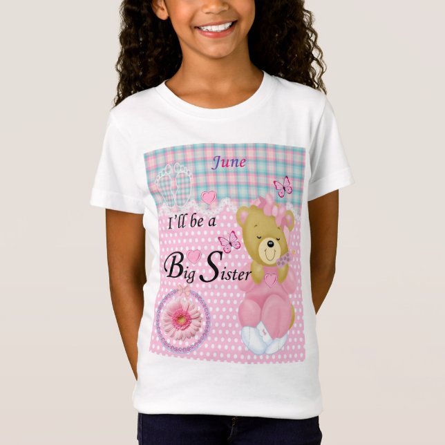 Ich werde eine große Schwester sein, June Girls T  T-Shirt (Vorderseite)