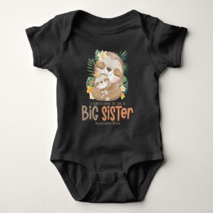 Ich werde eine große Schwester Sloth Ankündigung w Baby Strampler