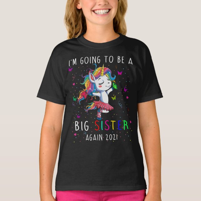 Ich werde eine große Schwester Unicorn niedlich T-Shirt (Vorderseite)