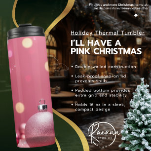 Ich werde einen rosa Weihnachts-Feiertag-Thermal-B Thermosbecher