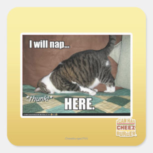 Ich werde hier Nickerchen machen Quadratischer Aufkleber