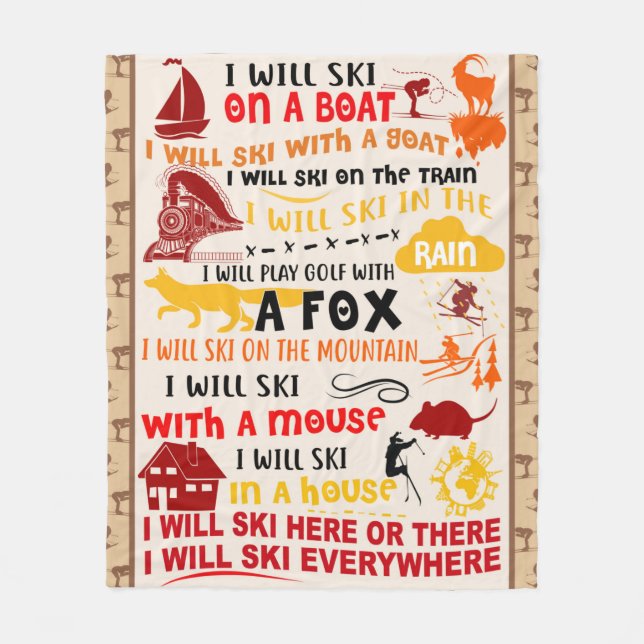 ICH WERDE HIER SKI HABEN ODER ES KLICKEN Winterspo Fleecedecke (Vorderseite)