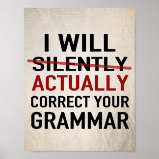 Ich werde Ihre Grammatik tatsächlich korrigieren - Poster
