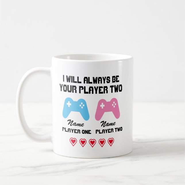 Ich werde immer Ihr Spieler zwei personalisierte M Kaffeetasse (Links)