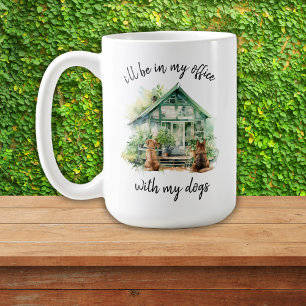 Ich werde in meinem Büro mit meinen Hunden Garten Kaffeetasse