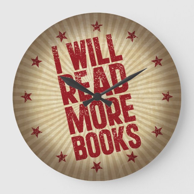 Ich werde mehr Bücher lesen Große Wanduhr (Vorderseite)