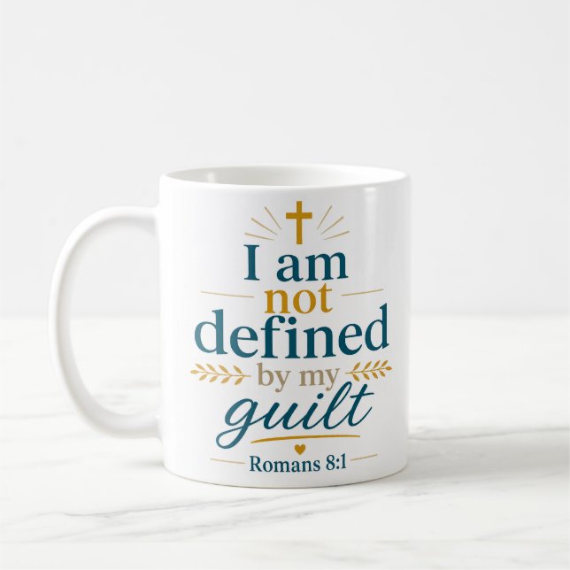 Ich werde nicht durch meine Schuld definiert Bibel Kaffeetasse (Links)