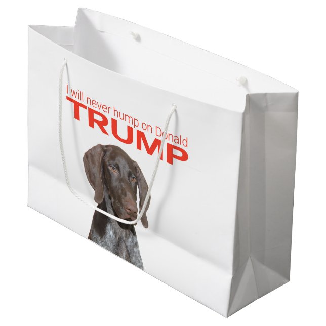 Ich werde nie auf Donald Trump herumhüpfen! Große Geschenktüte (Vorderseite Schrägansicht)