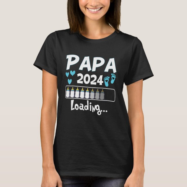 Ich Werde Papa Loading 2024 Baby Announcement Boy  T-Shirt (Vorderseite)