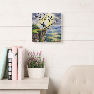 Ich werde Vertrauen haben und keine Angst haben. I Quadratische Wanduhr