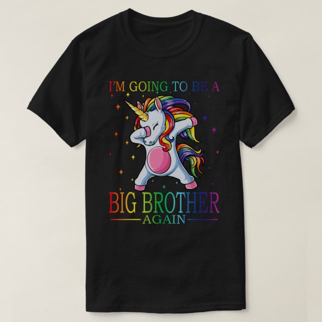 Ich werde wieder ein großer BRUDER sein, Einhorn T-Shirt (Design vorne)