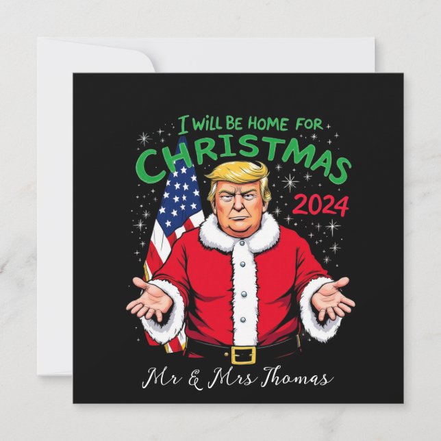 Ich werde zu Weihnachten 2024 Zuhause sein Einladung (Vorderseite)