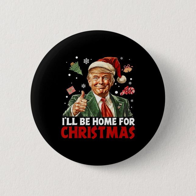 Ich werde zu Weihnachten nach Hause kommen Santa L Button (Vorderseite)