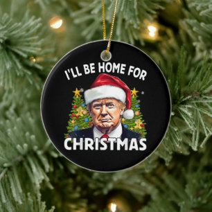 Ich werde zu Weihnachten zu Hause sein Lustiger Tr Keramik Ornament