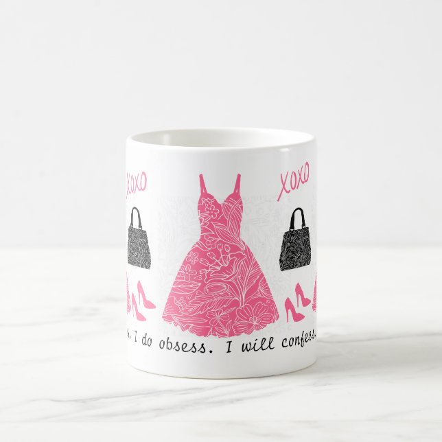 Ich werde zugeben, dass ich Obsess mache. Pink Bla Kaffeetasse (Mittel)