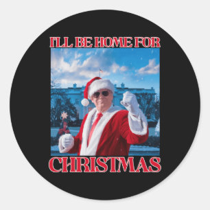 Ich werde Zuhause für Weihnachten Weihnachten Weih Runder Aufkleber