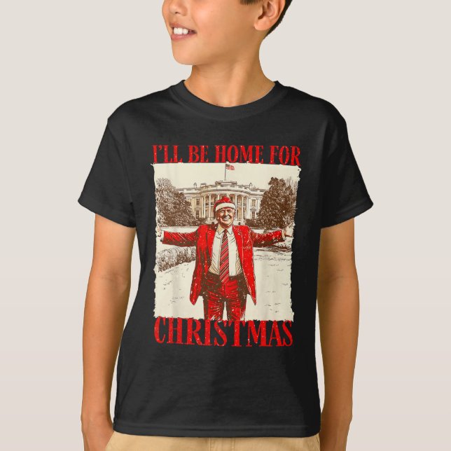 Ich werde Zuhause für Weihnachten Weihnachten Weih T-Shirt (Vorderseite)