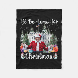 Ich werde Zuhause für Weihnachts-Weihnachtsmann Tr Fleecedecke