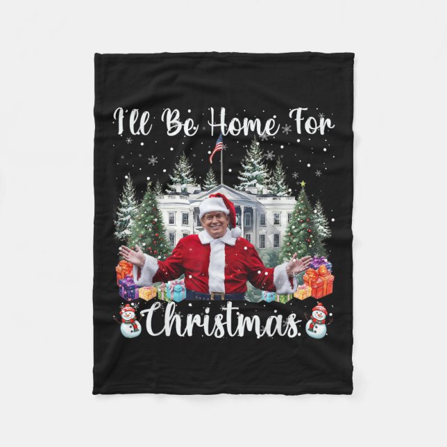 Ich werde Zuhause für Weihnachts-Weihnachtsmann Tr Fleecedecke (Vorderseite)
