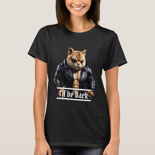 Ich werde zurück Terminator Katze T-Shirt (Vorderseite)