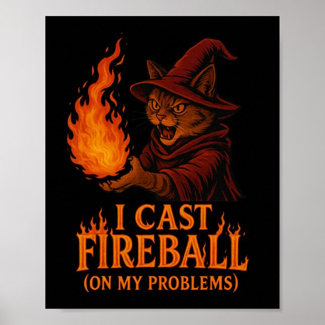 Ich Werfe Feuerball Auf Meine Problemkatze Rpg Gam Poster (Vorne)