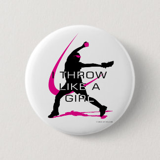 Ich werfe wie ein Mädchen-Rosa-Softball Button