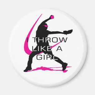 Ich werfe wie ein Mädchen-Rosa-Softball Magnet