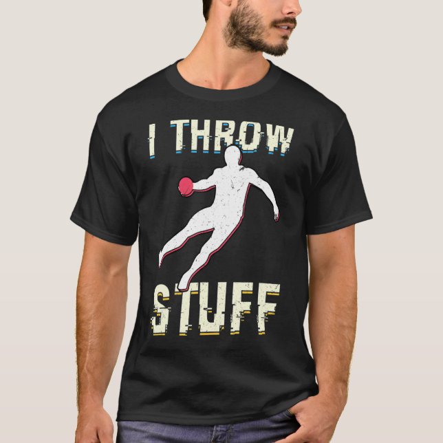 Ich werfe Zeug Diskus- und Kugelstoßathlet T-Shirt (Vorderseite)