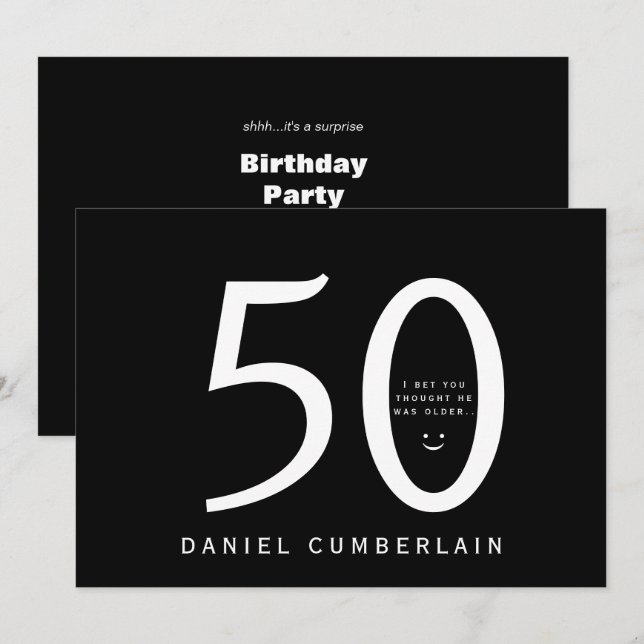 Ich wette, du hältst ihn für älter witzig Geburtst Einladung (Vorne/Hinten)